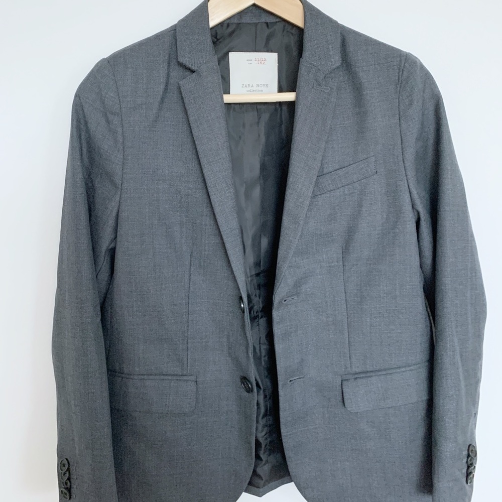 ZARA Boys Gray Blazer Suit Jacket blazer  Size L
